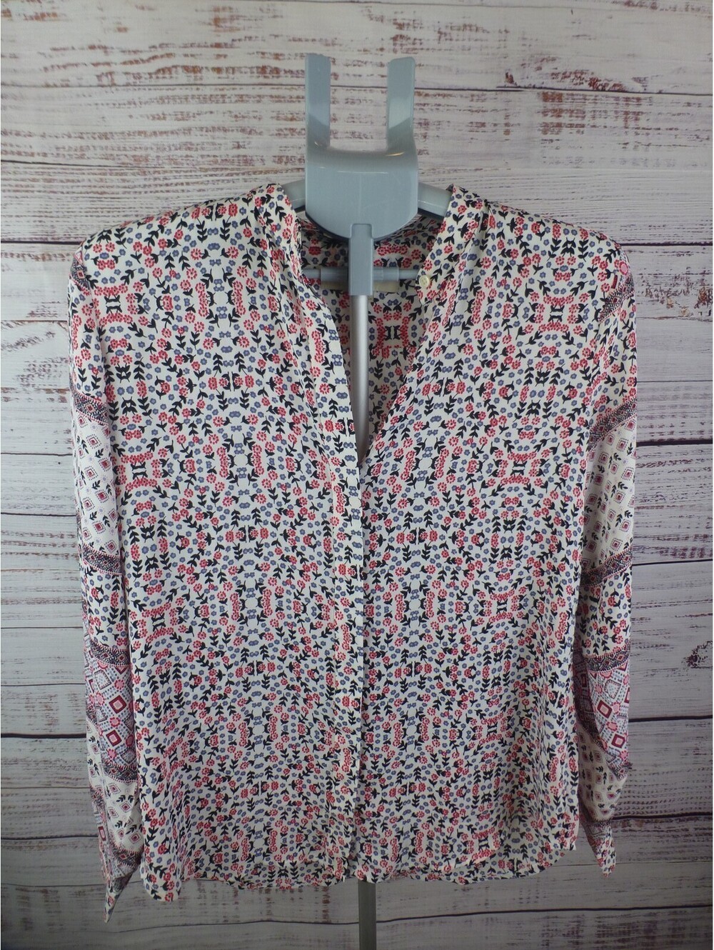 LOFT Women's S Small Floral Patterned Long Sleeve Button Front Blouse Top J5